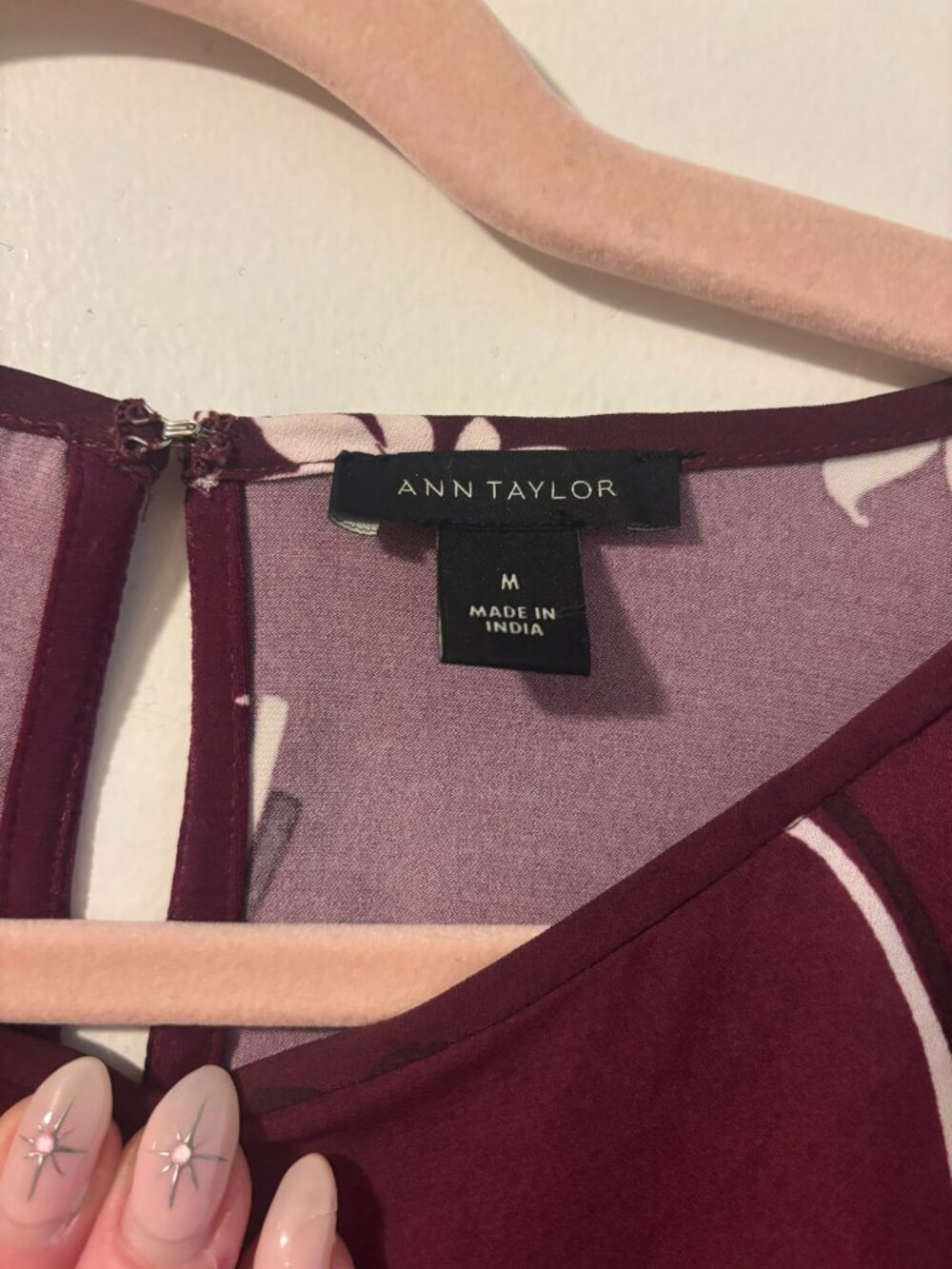 ## ✨ Ann Taylor Burgundy Floral Flutter Sleeve Blouse ✨ - Picture 2 of 3